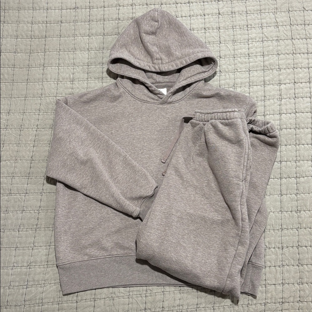 AE Everyday Luxe Hoodie Sweat Shirt & Pants Jogger Set in Light Brown Size XS - Picture 3 of 13